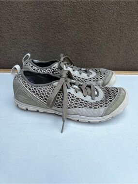 Keen Mercer Lace CNX Sneaker Womans 7.5 Brindle Khaki Leather Mesh Contour Arch